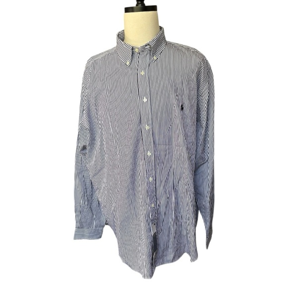 Polo Ralph Lauren black striped button up cotton long sleeve shirt2XB
